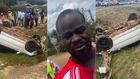 A collage image of Mulamwah and the vehicle at the scene of the accident