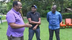 File image of President William Ruto (R), Kikuyu MP KImani Ichung'wa and economist David Ndii.