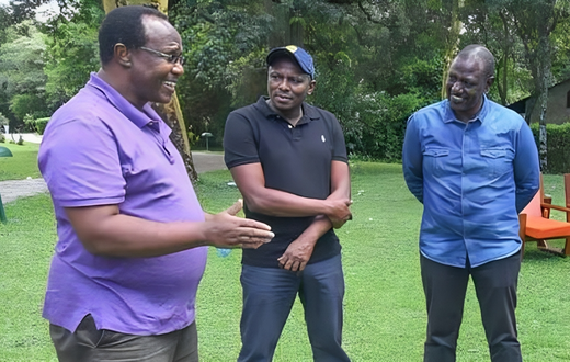File image of President William Ruto (R), Kikuyu MP KImani Ichung'wa and economist David Ndii.