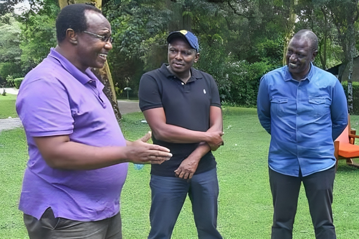 File image of President William Ruto (R), Kikuyu MP KImani Ichung'wa and economist David Ndii.