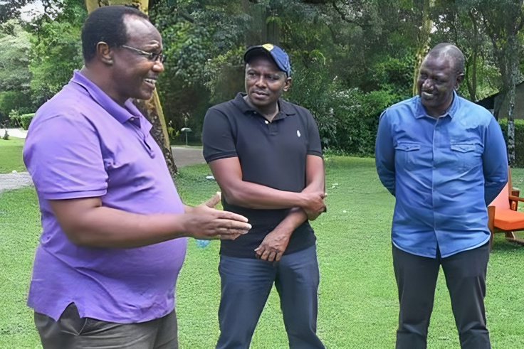 File image of President William Ruto (R), Kikuyu MP KImani Ichung'wa and economist David Ndii.