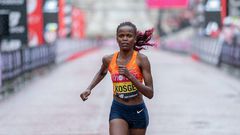 Brigid Kosgei wins the 2020 Women's London Marathon (Photo: Courtesy/Twitter)
