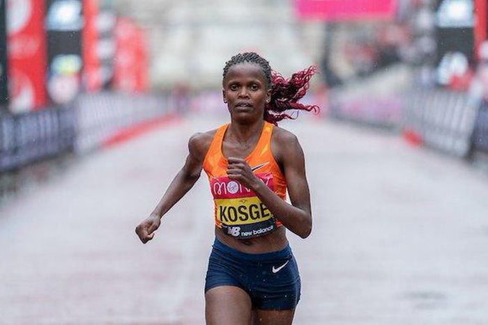 Brigid Kosgei wins the 2020 Women's London Marathon (Photo: Courtesy/Twitter)