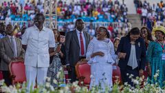 President William Ruto and First Lady Rachel Ruto at the Benny Hinn crusade in Nyayo Stadium, Nairobi