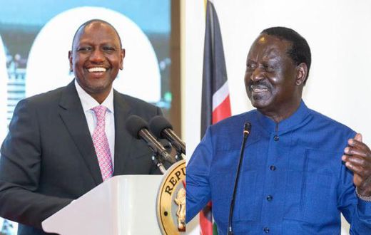 A collage image of President William Ruto and Raila Odinga