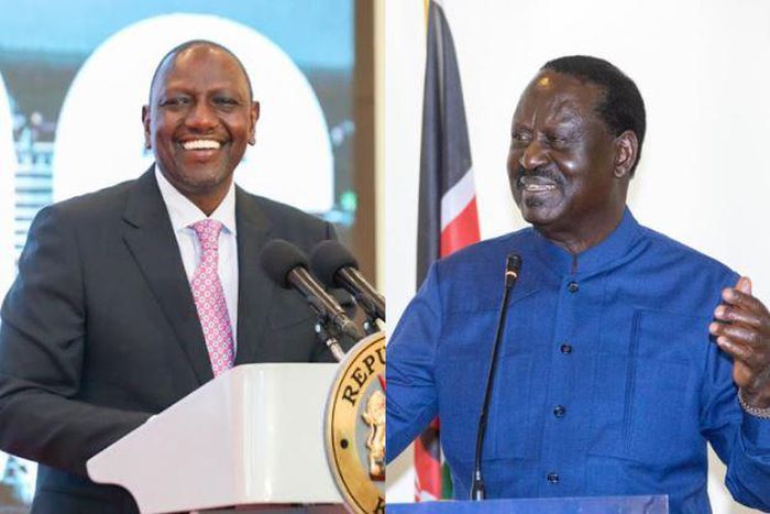 A collage image of President William Ruto and Raila Odinga