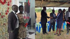 A collage image of photos of Bomet Woman Representative Linet Chepkorir Toto’s dowry negotiations and her engagement