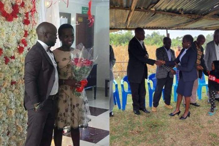 A collage image of photos of Bomet Woman Representative Linet Chepkorir Toto’s dowry negotiations and her engagement