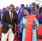 President William Ruto with Machakos governor Wavinya Ndeti and other leaders during a thanksgiving service in the county on Sunday, April 16, 2023