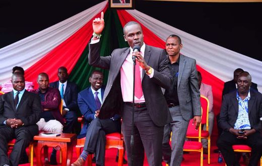 File image of South Mugirango MP Sylvanus Osoro speaking during a past political function attended by DP Ruto