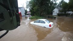 A car stuck in floods