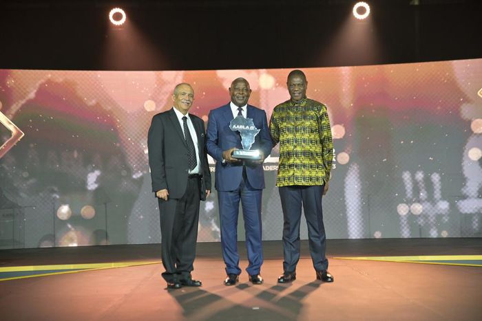 Equity Group CEO Dr James Mwangi being presented with Lifetime Achievement Award at the All-Africa Business Leaders Awards in South Africa