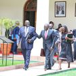 President William Ruto shares a light moment with former CS George Magoha