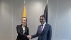 Kenya's Cabinet Secretary for Foreign and Diaspora Affairs Alfred Mutua and Senator & Minister of Foreign Affairs and Foreign Trade of Jamaica, Hon. Kamina J Smith