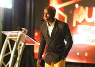 Kenya's Comedian of the Year Award winner Crazy Kennar giving his speech at the just concluded Pulse Influencer Awards