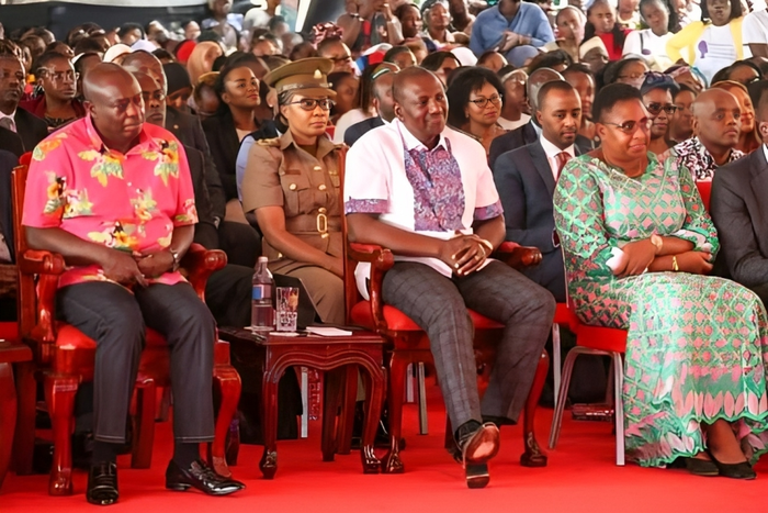 File image of President William Ruto, his deputy Rigathi Gachagua and other leaders at a past event