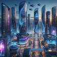An AI-generated image of a futuristic city