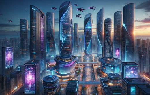 An AI-generated image of a futuristic city