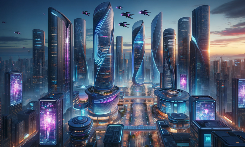 An AI-generated image of a futuristic city