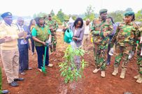 Environment CS Soipan Tuya planting a tree at Ngong Road-Southern Bypass Interchange in Nairobi City County