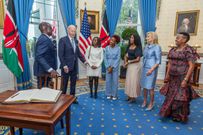 President William Ruto and First Lady Rachel Ruto with their daughters meet U.S. President Joe Biden in the US in May 2024.