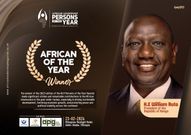 President William Ruto wins African of the Year award in the ALM African Persons of the Year Awards 2023.