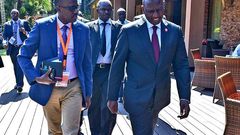 File image of Foreign Affairs Principal Secretary Korir Sing'oei with President William Ruto