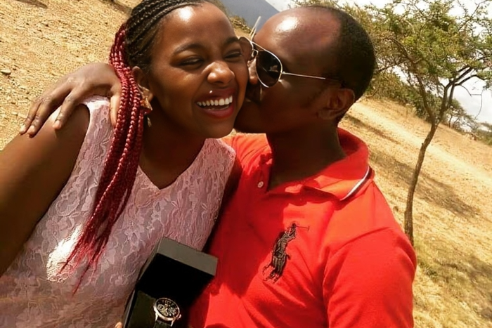 A past photo of Jackie Matubia with her ex-husband Kennedy Njogu