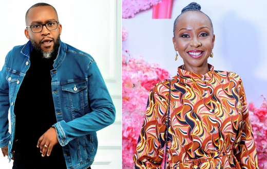 A collage of Jimmi Gathu and Nini Wacera