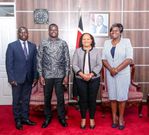 Governor Stephen Sang, Kiharu MP Ndindi Nyoro, with COG chair Anne Waiguru and Homabay governor Gladys Wanga