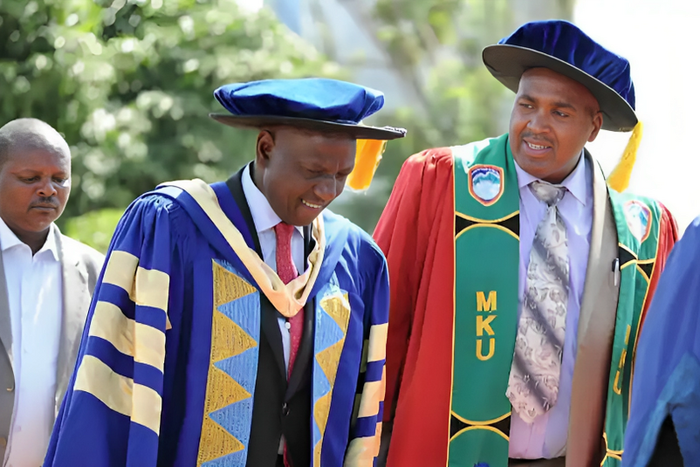 President William Ruto and Prof Simon Gicharu