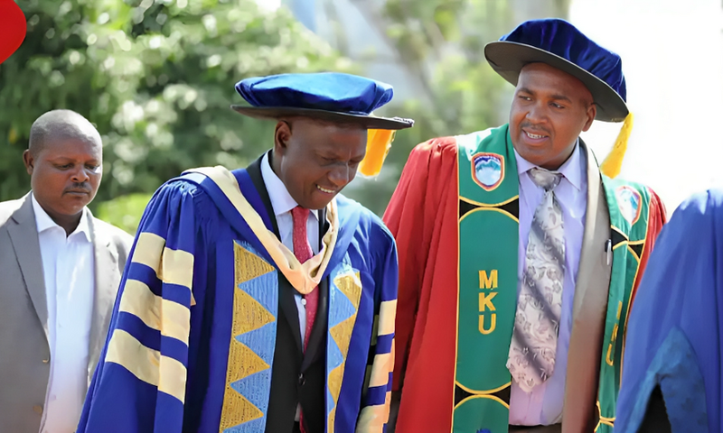 President William Ruto and Prof Simon Gicharu