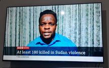 BBC TV presenter Ferdinand Omondi uses stools as tripod during live bulleting