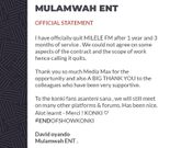 Mulamwah's press release