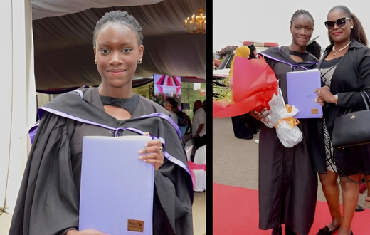 Suzanna Owiyo celebrates daughter Nadia Ounga's as she graduates from Riara University