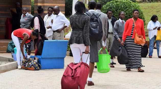 Form One students reporting for admission to secondary school