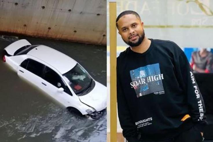 Ex-KTN star Jamal Gaddafi narrowly escapes death as his car is swept by floods in Westlands
