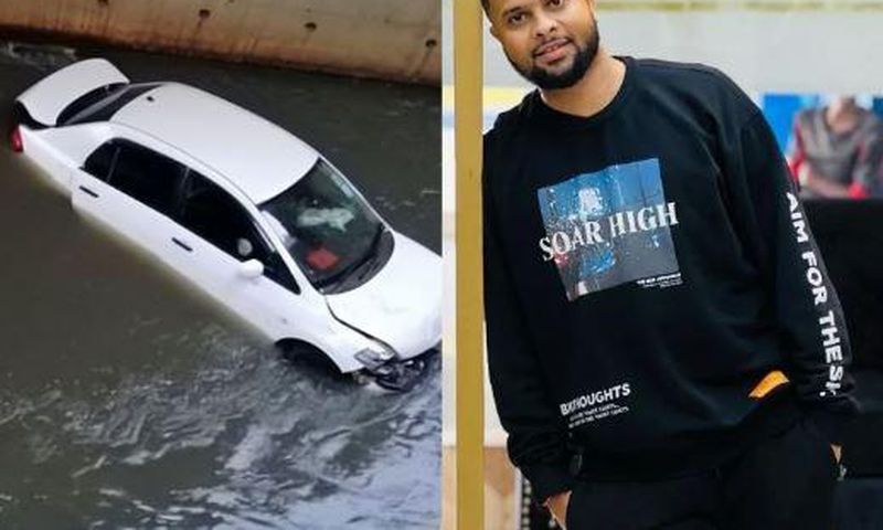 Ex-KTN star Jamal Gaddafi narrowly escapes death as his car is swept by floods in Westlands