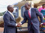 President William Ruto and First Lady Rachel Ruto received by DP Rigathi Gachagua ahead of Mashujaa Day celebrations at the Kericho Green Stadium on October 20, 2023