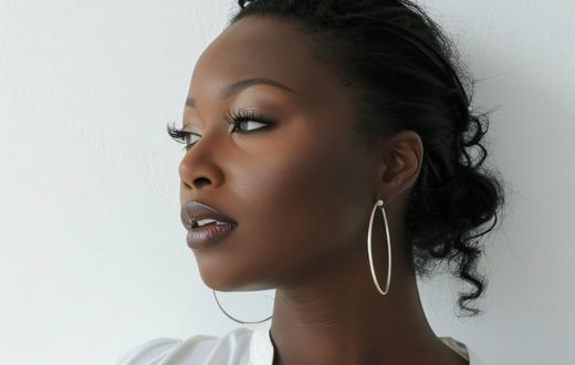 A woman with elegant earrings