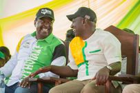 Kenya Kwanza coalition partners Dr William Ruto and Musalia Mudavadi during a campaign tour in Lamu County on March 31, 2022