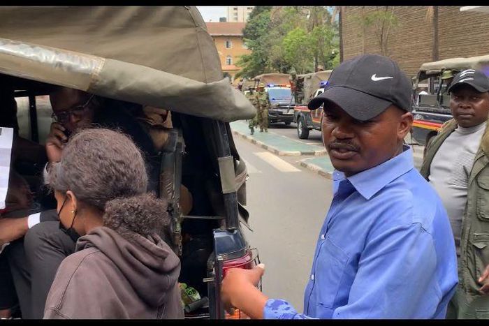 A police officer who was captured during the Finance Bill 2024 protests in Nairobi