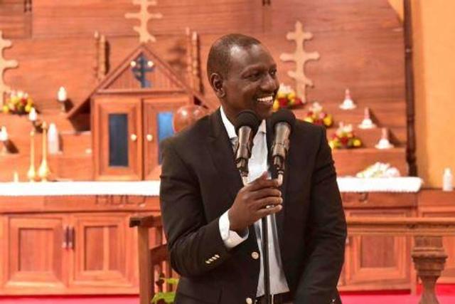 File image of President William Ruto at a past church service