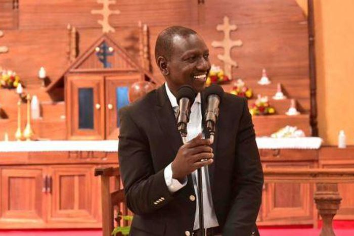 File image of President William Ruto at a past church service