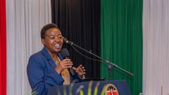 First Lady Rachel Ruto speaks during a prayer service on January 23, 2022