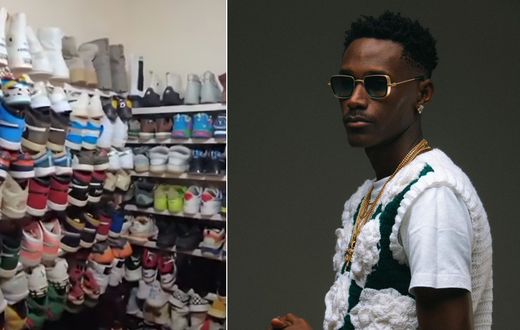 A collage of Jimmy Truth and his shoe collection
