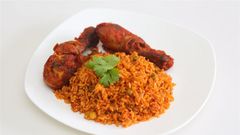 Jollof rice is usually served with chicken