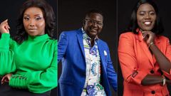 Catherine Kamau aka Kate Actress, Daniel Ndambuki aka Churchill and Esther Akoth akaAkothe who have been appointed to the Talanta Hela Technical Committee by Sports CS, Ababu Namwamba