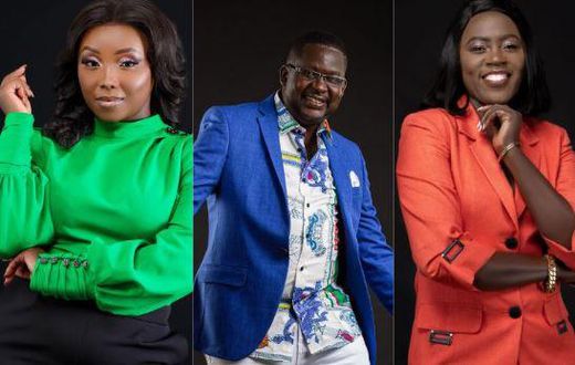 Catherine Kamau aka Kate Actress, Daniel Ndambuki aka Churchill and Esther Akoth akaAkothe who have been appointed to the Talanta Hela Technical Committee by Sports CS, Ababu Namwamba