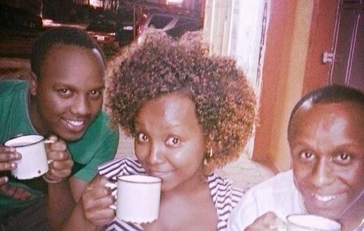 A tbt image of Kate Actress, Phil Director and Abel Mutua